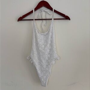 Free People Baben white lace one piece swimsuit - medium